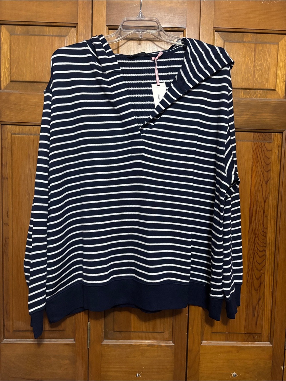 Vineyard Vines Navy and White Striped Hooded Pullover Sweatshirt 2X